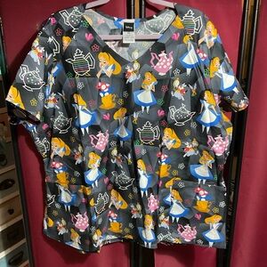 NWT Tooniforms Alice In Wonderland scrub top 3X